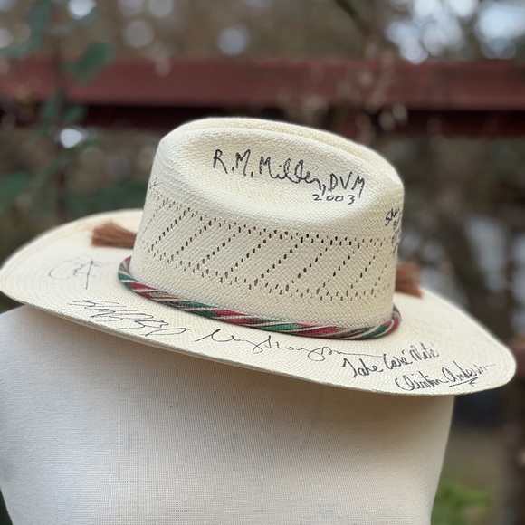 Signed Cream Cowboy Hat with Tassels - Picture 3 of 5